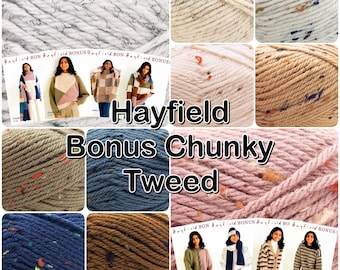 Hayfield Bonus Chunky Tweed Acrylic Viscose Blend Knitting and Crochet Yarn 100g