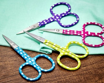 Embroidery Scissors Polka Dots 9.3cm / 3.6" Sewing Pocket size CHOICE OF COLOUR