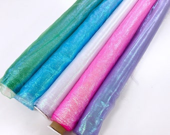 Iridescent FAIRY WING Fabric Crinkle Organdi Mermaid Craft Polyester Organza