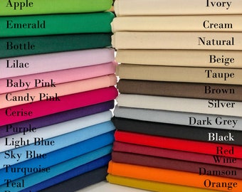 Plain Cotton Fabric 150cm /60” Wide Craft Dressmaking Multi-Use 30 Colours