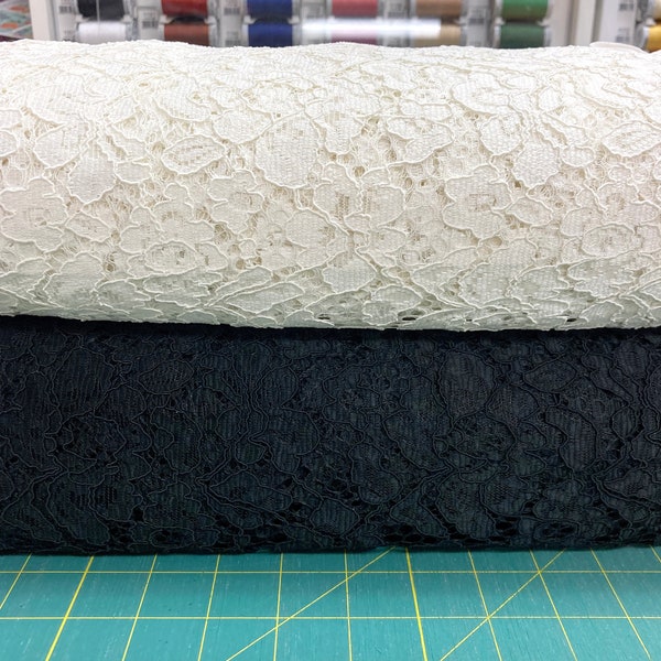 Floral Corded Lace Fabric with Scallop Edge- Perfect for dress overlays, weddings, lingerie making and many more projects