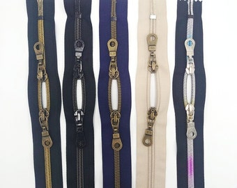 Two Way Metal Zipper: Closed End Twin Sliders for Handbags, 12-24"