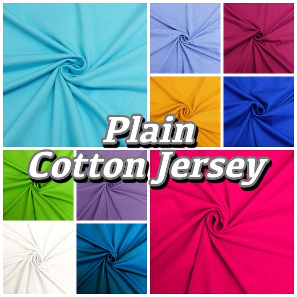 Plain Colour Cotton 4-way stretch JERSEY Knit T-Shirt Baby Grow Dressmaking Fabric