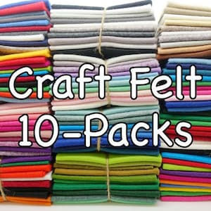 Wool Blend Craft Felt Square Colour Packs: 9" x 9" (23cm x 23cm) EN71 Standard