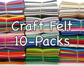 Wool Blend Craft Felt Square Colour Packs: 9" x 9" (23cm x 23cm) EN71 Standard