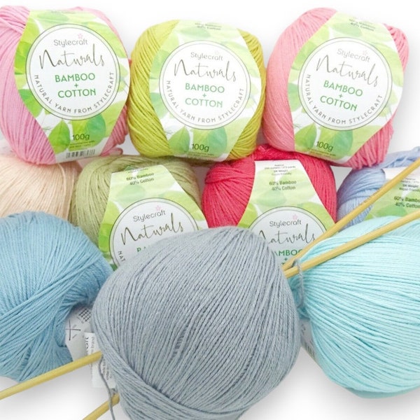 Stylecraft Naturals Yarn Bamboo + Cotton 100g DK Vegan + Eco Knitting Crochet