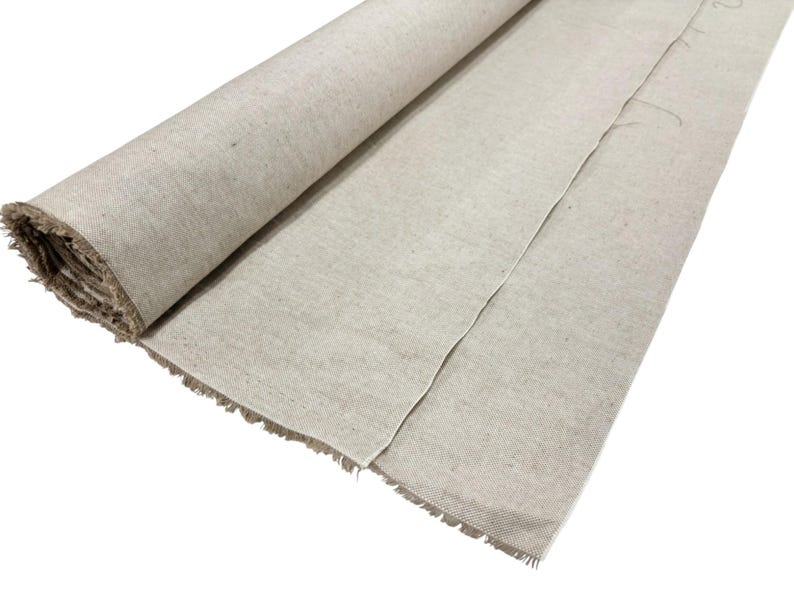 Plain Linen Look Fabric Cotton-Rich All over and Cushion Panel Kit image 3