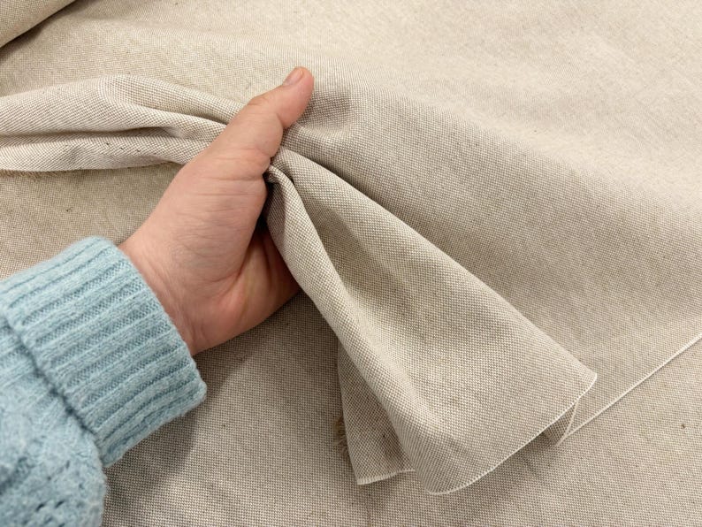 Plain Linen Look Fabric Cotton-Rich All over and Cushion Panel Kit image 4