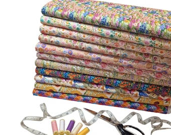 Digitally Printed Cotton Embroider Look Patchwork Dressmaking Fabric Freedom Patchwork Craft