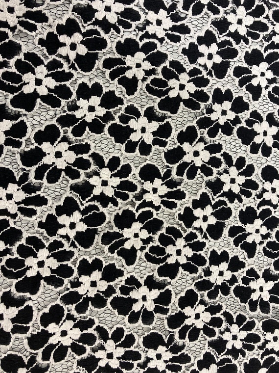 Black and White Floral Lace Fabric -  Hong Kong