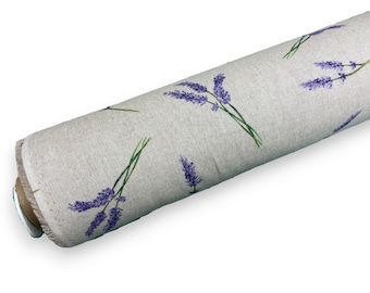 Lavender Linen-look Fabric English Garden Purple Flower Cotton-Rich Home Decor
