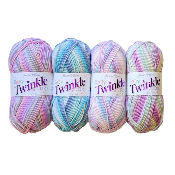 Jame C Brett Baby Twinkle Print DK Iridescent Sparkle Acrylic Knitting Yarn 100g