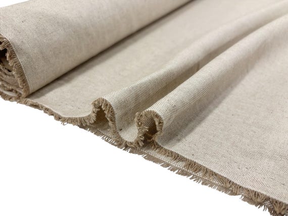 Plain Linen Look Fabric Cotton-Rich All over and Cushion Panel Kit