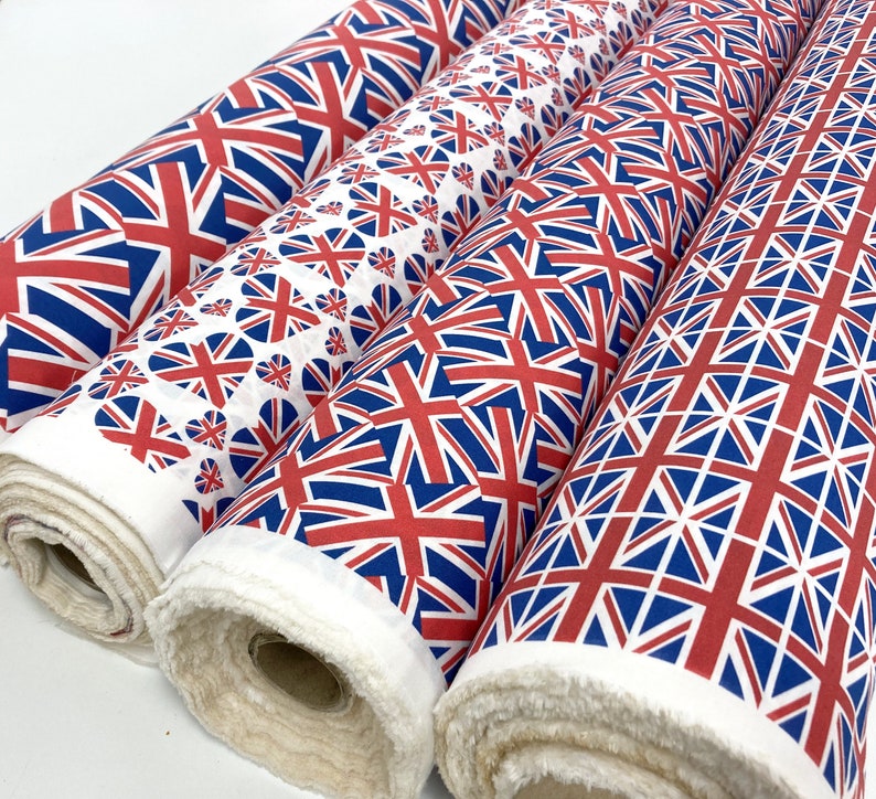 Union Jack Flag Wide Width 150cm Cotton Fabric- Printed in the UK for Platinum Jubilee Bunting, Tablecloths, Napkins, Dresses, Shirts 