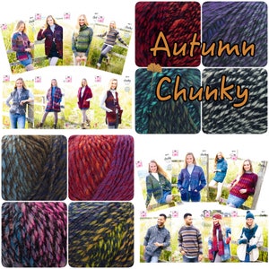 King Cole Automne Chunky Acrylique & Laine Tricoter Crochet Fil Laine 100g Motifs