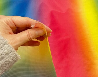 Rainbow Ripstop Waterproof/ Water Resistant Lightweight Dressmaking and Craft Fabric