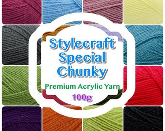 Chunky Acrylic Yarn, Neutral Colours - 100g ball Stylecraft Special Chunky Knitting Crochet Wool