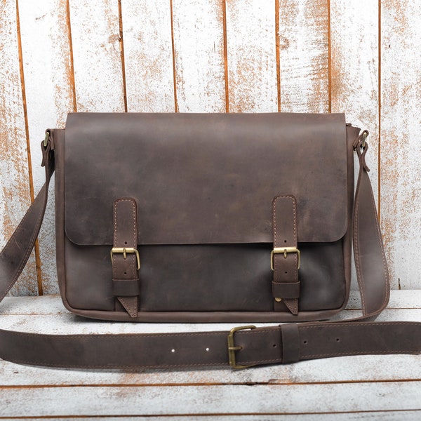 Mens Leather Messenger Bag - Etsy