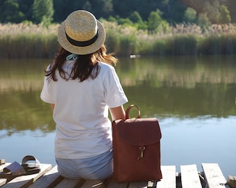 leather backpack women, backpack women, women's leather backpack, travel backpack, city backpack, small backpack, laptop backpack, Leather