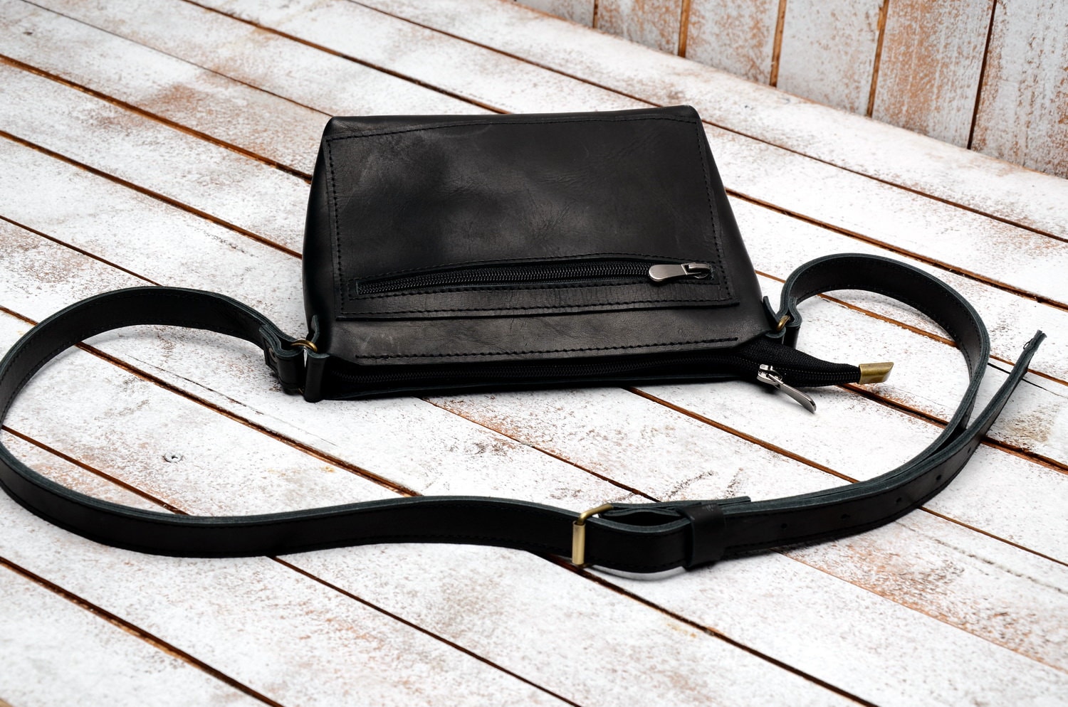 Leather Crossbody Bag with Charm