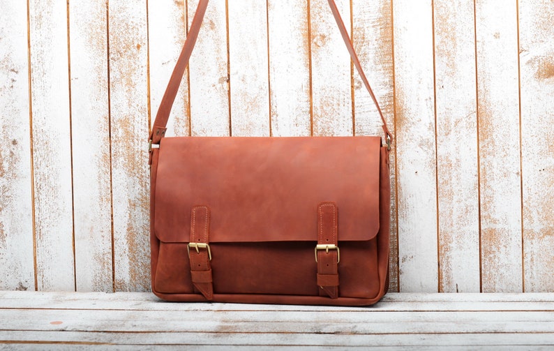 BOLSO DE CUERO MESSENGER. Bolso portátil. Bolsa de mensajero. | Etsy