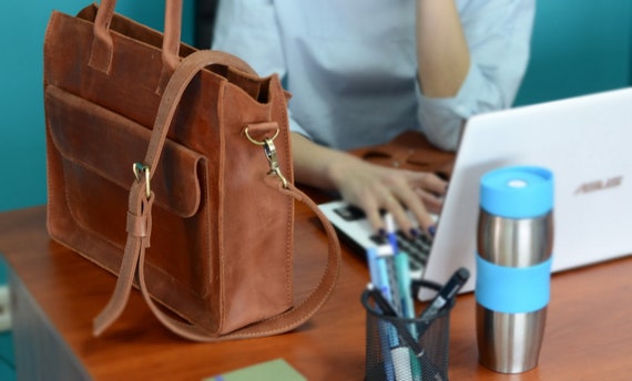 leather laptop purse