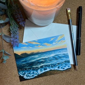 Fijne kunstwenskaart - strand van Cornwall, binnenkomende getijden