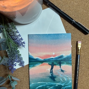Tarjeta de felicitación de bellas artes - Patinadores sobre hielo