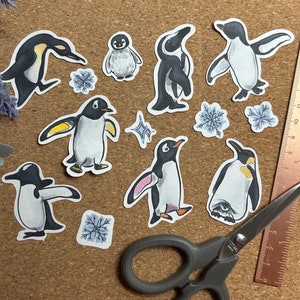 Paquete de pegatinas ilustradas: pingüinos caminantes