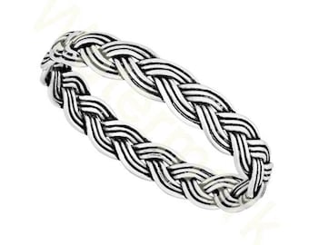 Solid 925  Sterling woven Plait stacking Ring in Sizes G-Z/20 Different Sizes Available