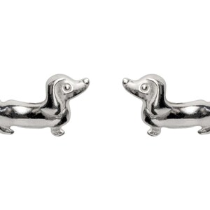 Paire de boucles d'oreilles en argent massif 925 teckel saucisse chien dans une boîte cadeau image 2