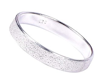 Solid 925  Sterling Ring 4mm Sparkly Speckled Band Ring in Sizes G-Z/20 Different Sizes Available