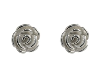 Pair of 925 solid sterling silver 8mm Rose Ear Studs