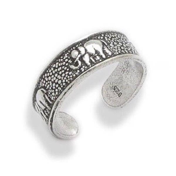 925 solid Sterling Silver Elephant Band Toe Ring