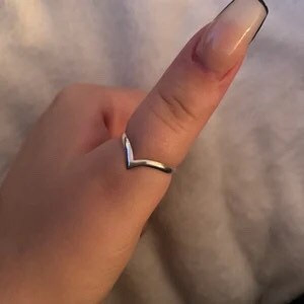 Massiver 925 Sterling Ring Wishbone Stapelring in den Größen G-Z/20 Verschiedene Größen erhältlich