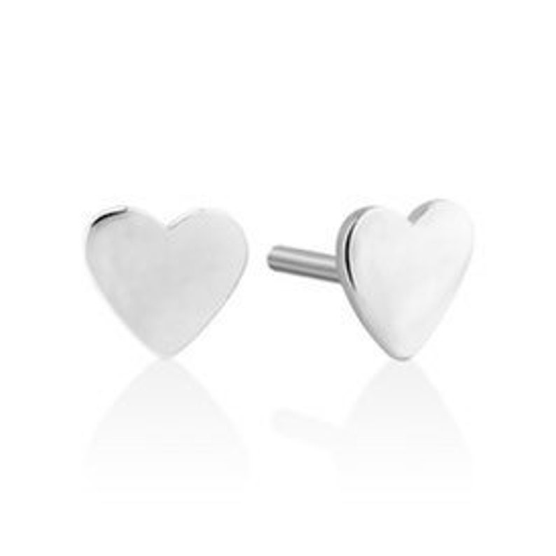 Pair of solid 925 Sterling silver Heart ear studs available in heart size 3mm,4mm,5mm image 4