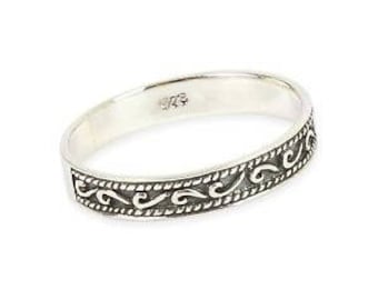 Solid 925  Sterling silver Celtic Wave Stacking Ring in Sizes G-Z/20 Different Sizes Available