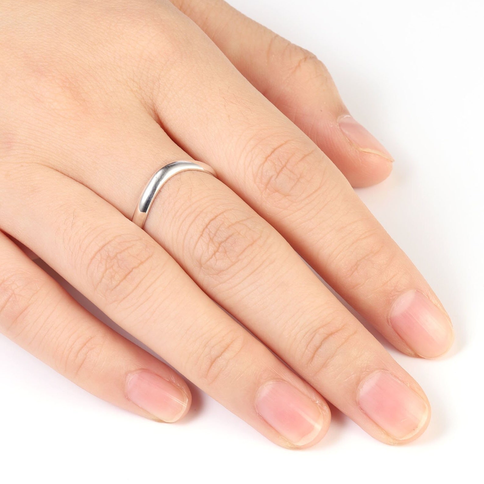 Solid 925 Sterling Ring 3mm Wave Band Ring In Sizes P V Etsy