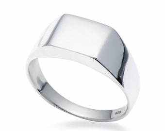Solid 925  Sterling Ring Square Signet Ring in Sizes G-Z/20 Different Sizes Available