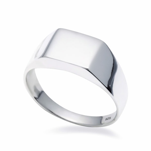 Bague carrée en argent sterling 925 massif, tailles G à Z/20 différentes tailles disponibles