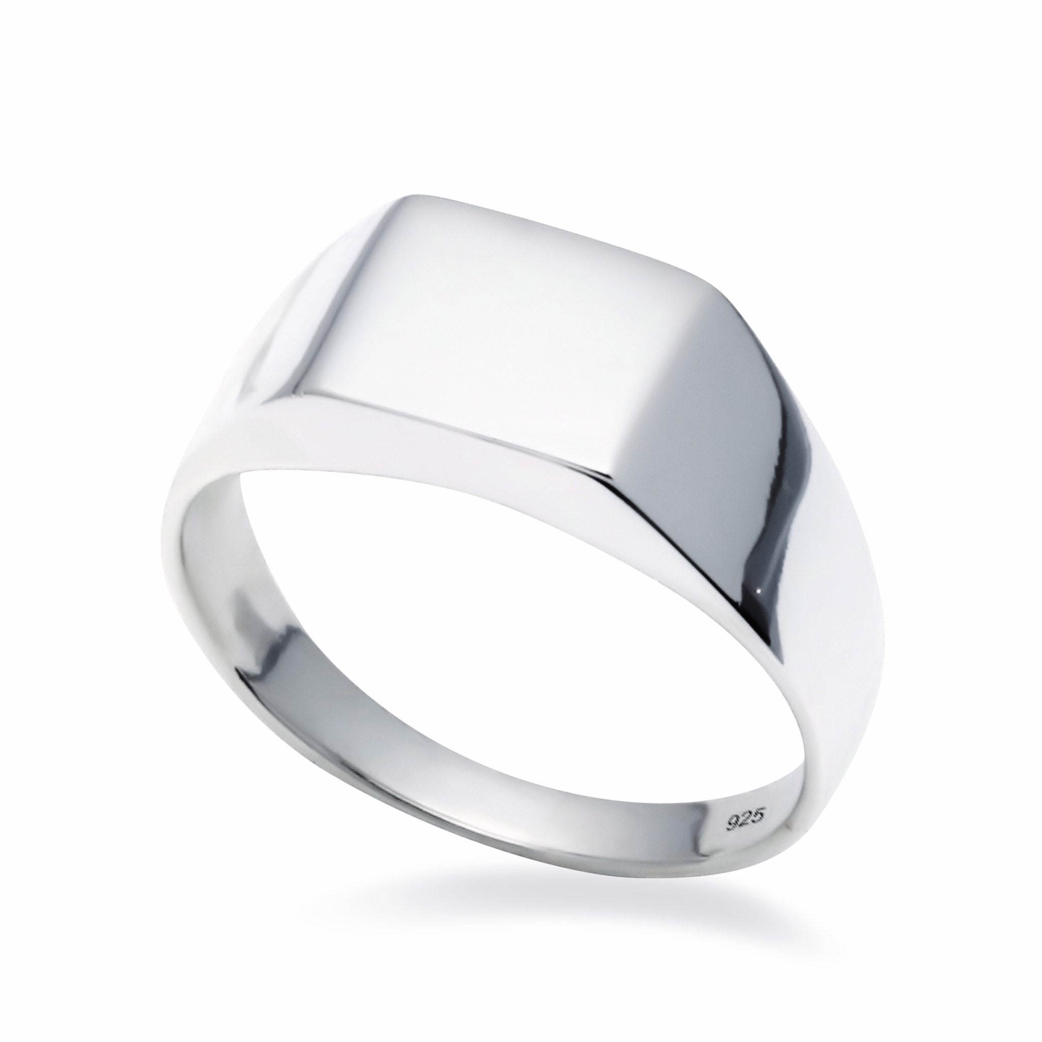 Mens Ring Silver Polished Signet Ring Mens Stainless Steel Ring