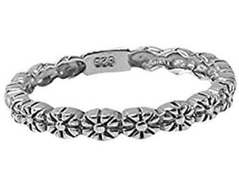 Solid 925  Sterling Ring Daisy stacking Ring in Sizes G-Z/20 Different Sizes Available