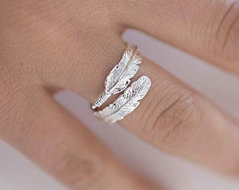 925 solid Sterling Silver Angel Feather Wing  Ring Gift Boxed