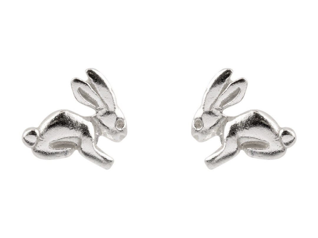 Pair of 925 Solid Sterling Silver Bunny Rabbit Ear Studs - Etsy