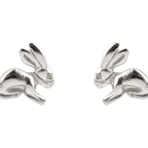 Paar 925 massive Sterling Silber Hase Kaninchen Ohr Ohrstecker Bild 1