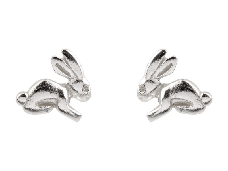 Pair of 925 solid sterling silver Bunny Rabbit Ear Studs image 1