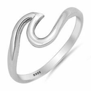 COYOTE Solid 925 Sterling Silver Wave Design Simple Plain Surfer Ocean Waves Nautical Ring Band Sizes 5-10