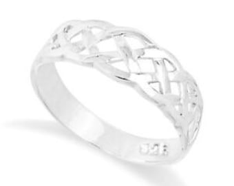 Solid 925  Sterling Silver Celtic  Pattern Ring in Sizes G-Z/20 Different Sizes Available