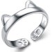 Solid 925  Sterling Silver Cats Ears Adjustable Stacking Ring in Sizes G-U 