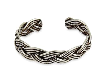 Argent massif 925 tissé tresse bague d’orteil